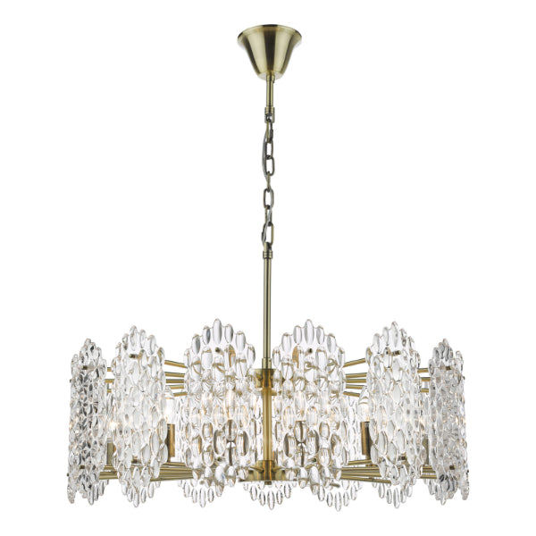 Porthos Antique Brass & Crystal Ceiling Pendant