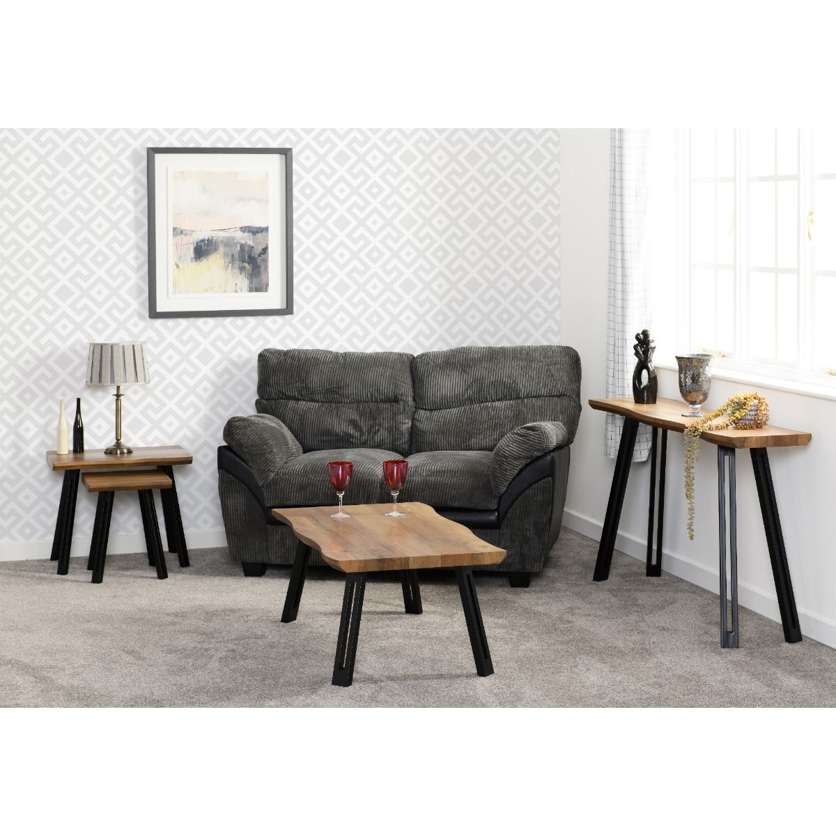 Quebec Wave Edge Oak Nest of Tables