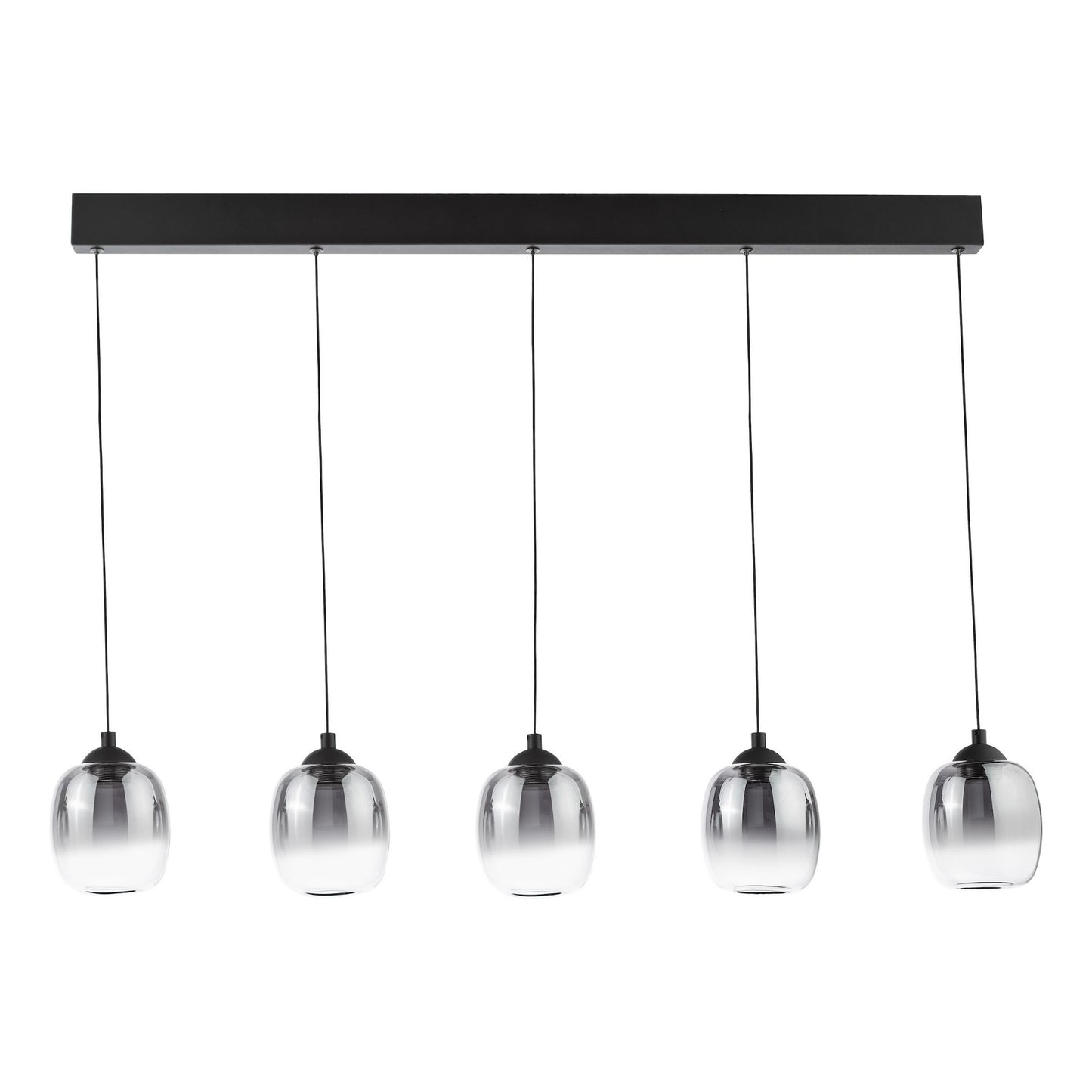 Ramona 5 Light Black & Smoked Glass LED Pendant Bar