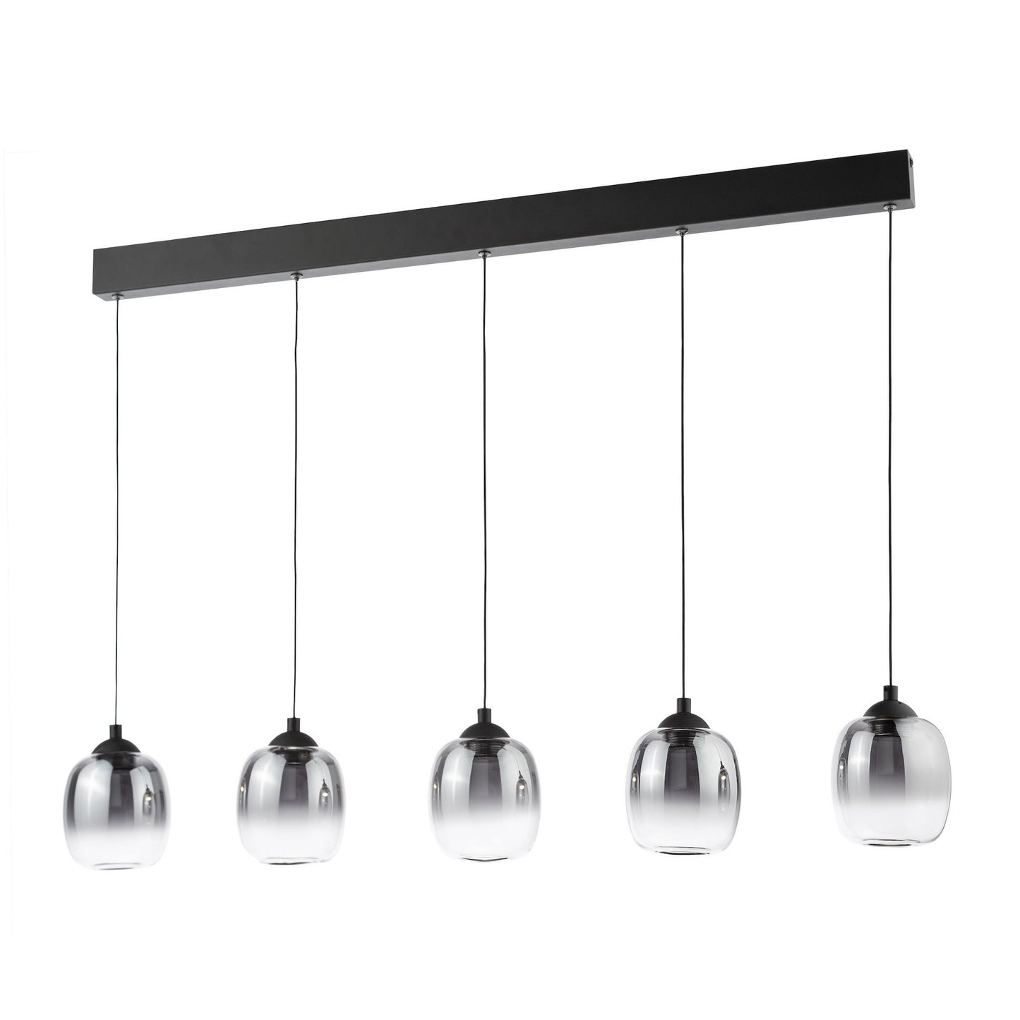 Ramona 5 Light Black & Smoked Glass LED Pendant Bar