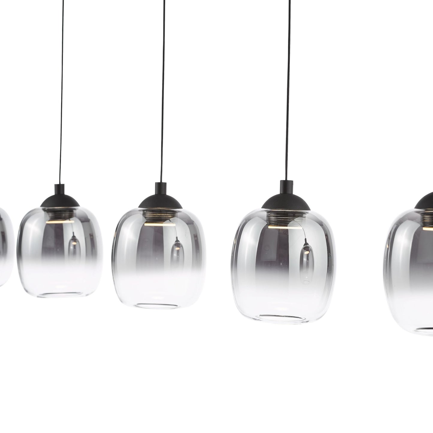 Ramona 5 Light Black & Smoked Glass LED Pendant Bar