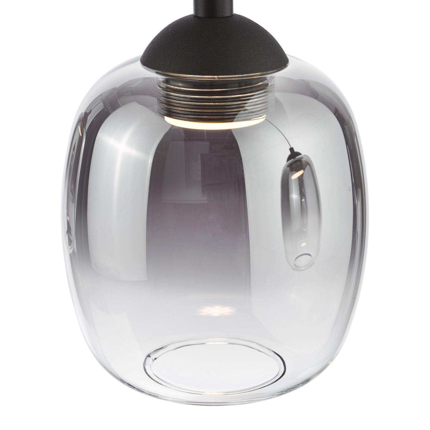 Ramona 5 Light Black & Smoked Glass LED Pendant Bar