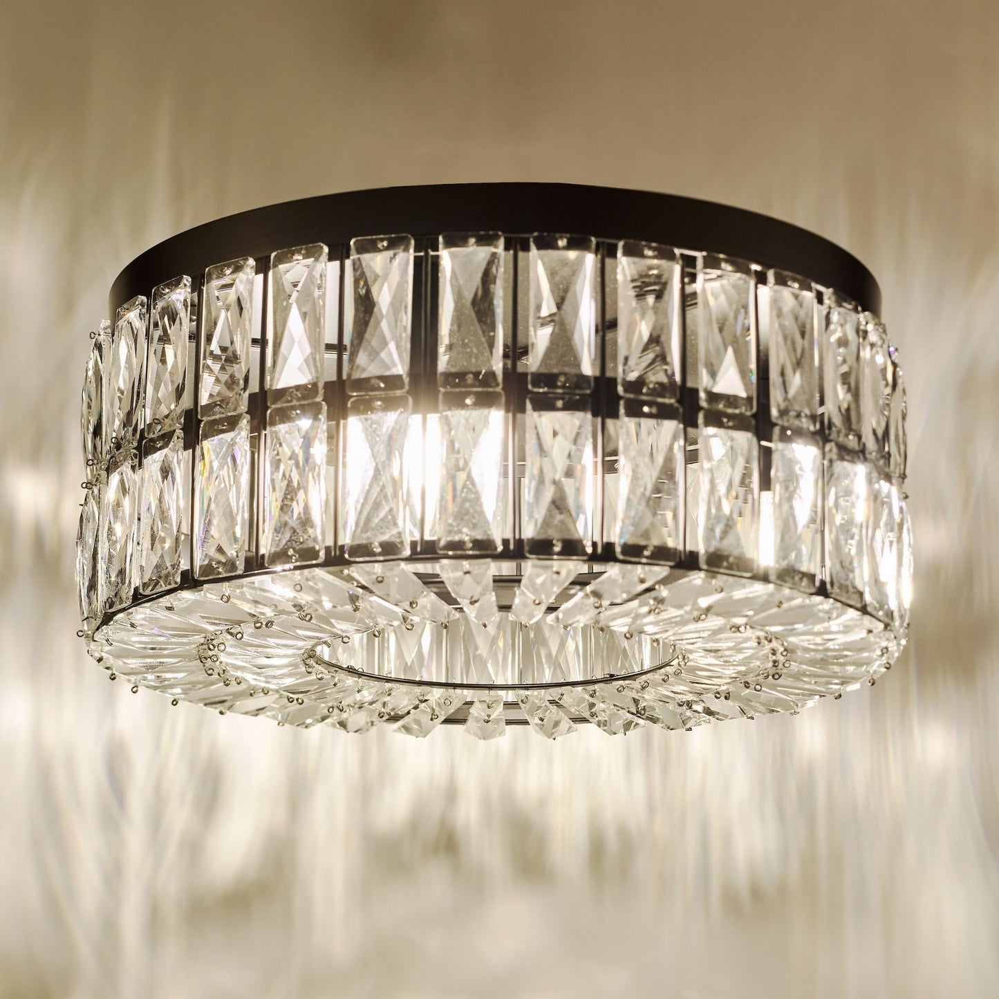 Relena 4 Light Black & Crystal Flush Ceiling Light