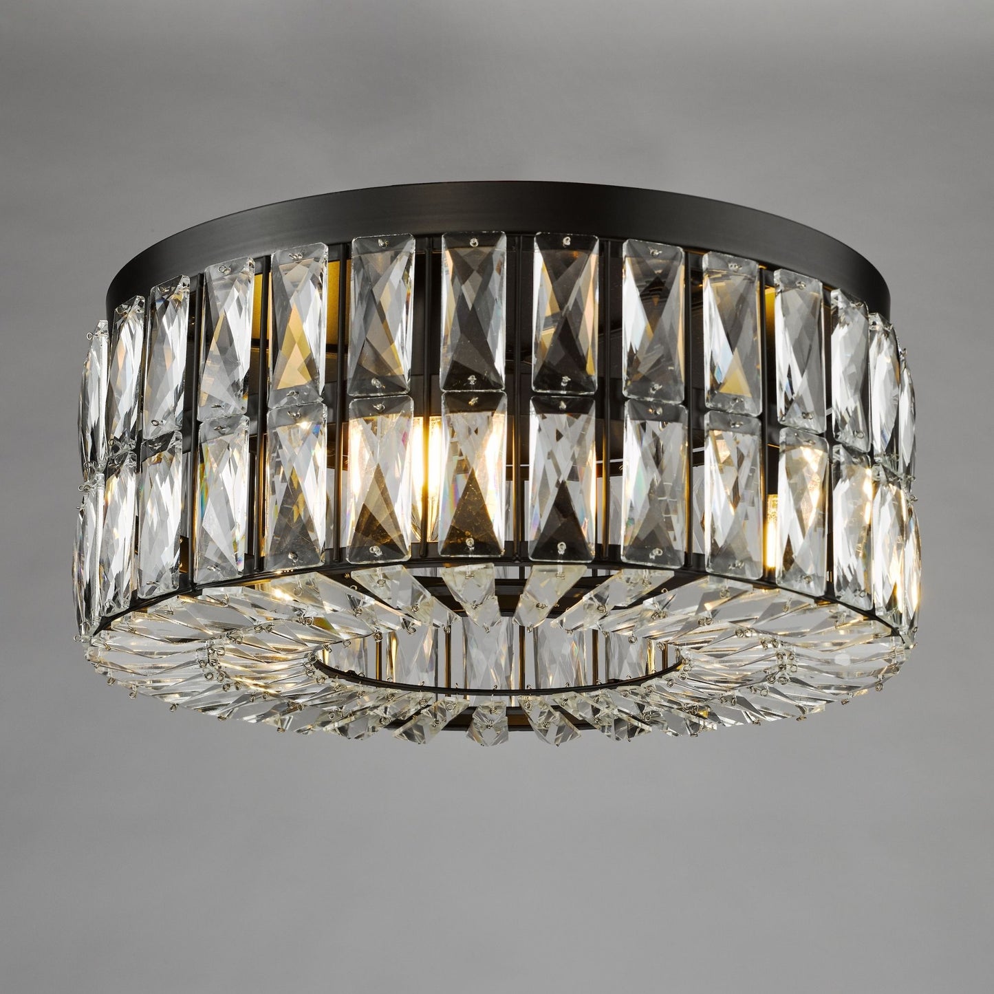 Relena 4 Light Black & Crystal Flush Ceiling Light