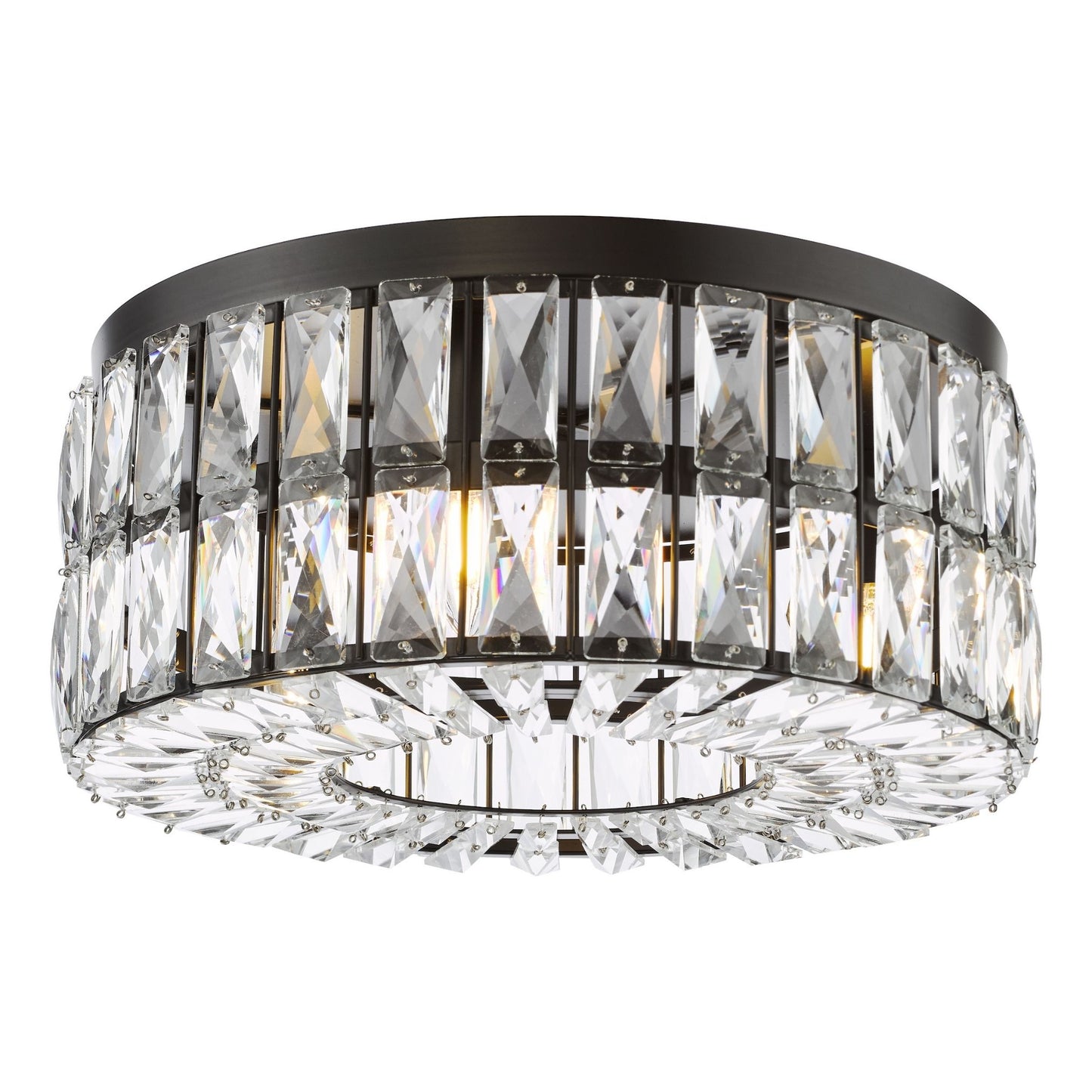 Relena 4 Light Black & Crystal Flush Ceiling Light