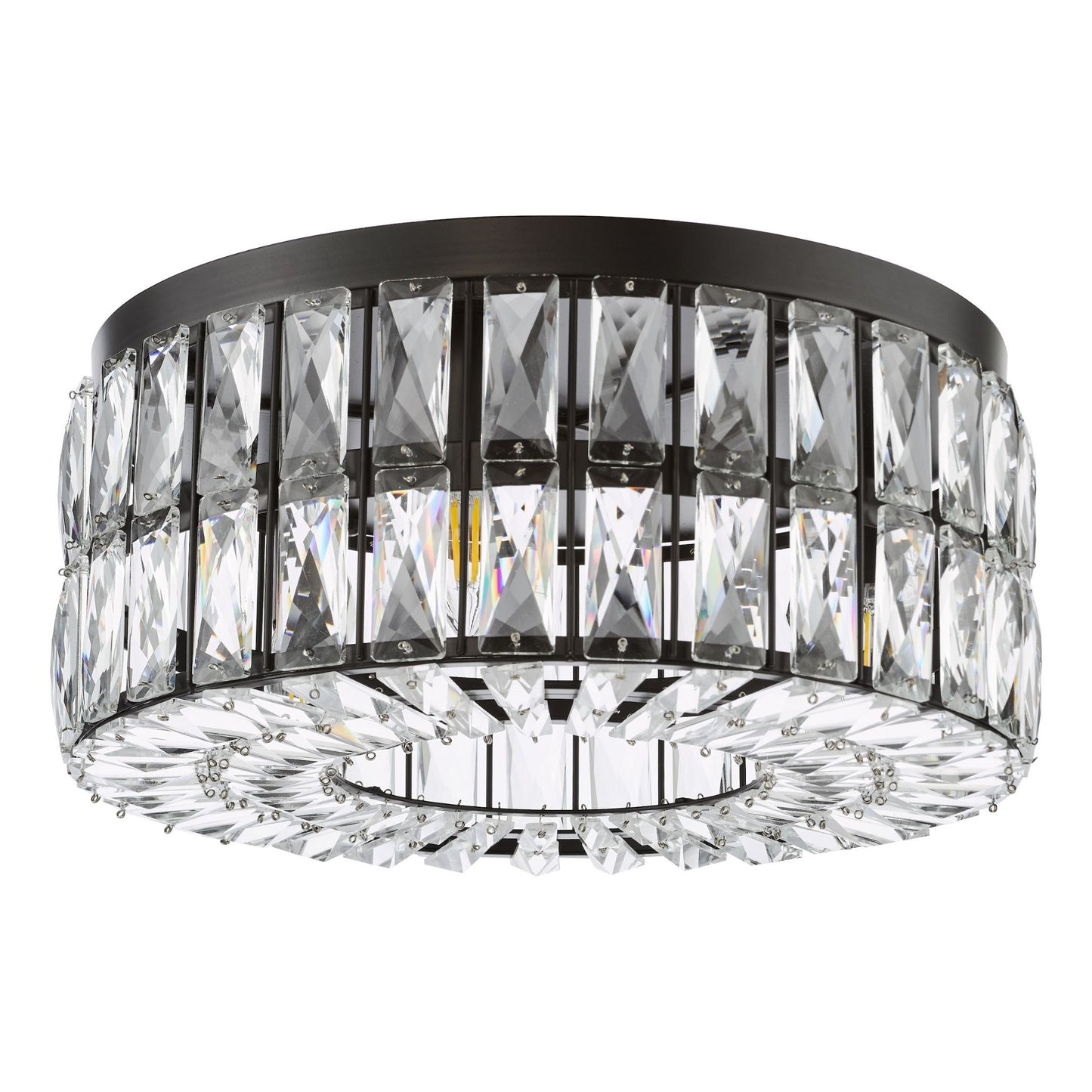 Relena 4 Light Black & Crystal Flush Ceiling Light