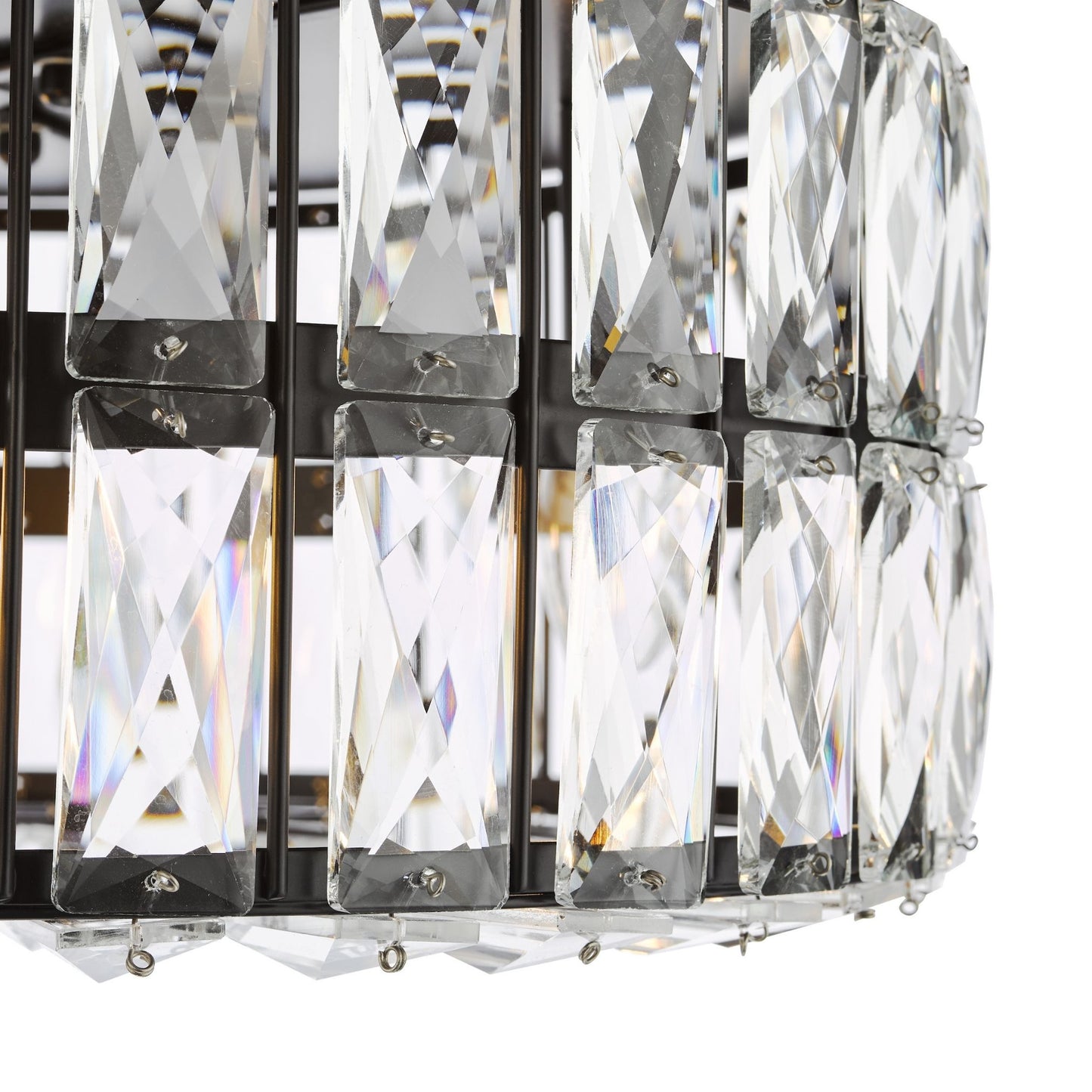 Relena 4 Light Black & Crystal Flush Ceiling Light