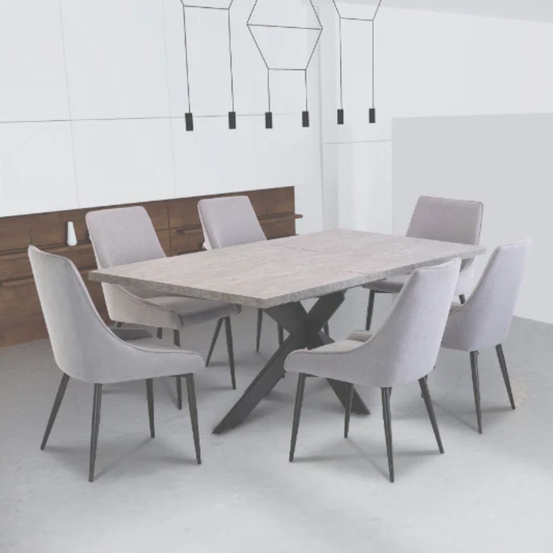 Berlin 6 Seat Dining Set in Grey