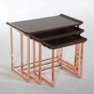 Roman Matte Grey and Rose Gold Nest of Tables