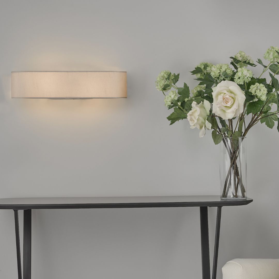 Ronda 2 Light Faux Silk Ivory Wall Light