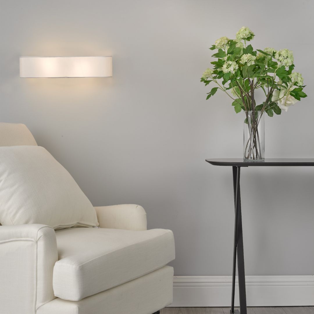 Ronda 2 Light Faux Silk Ivory Wall Light
