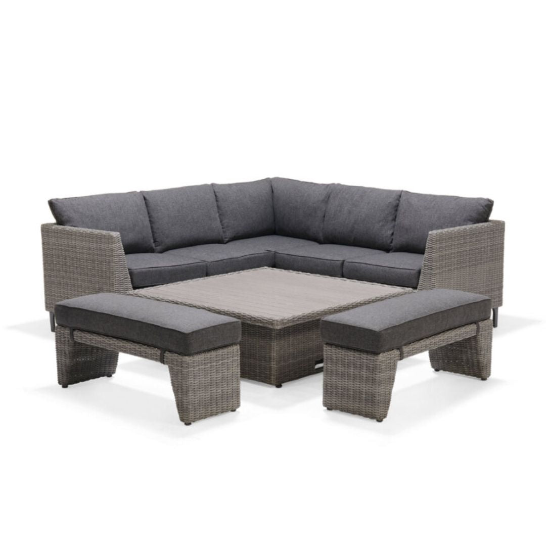 Palma 6 Seater Corner Outdoor Dining Set with Benches Dark