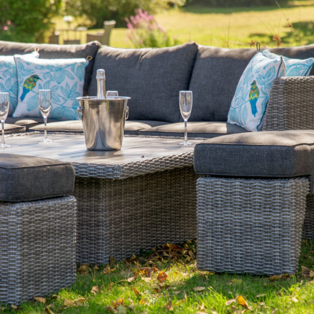 Palma 6 Seater Corner Outdoor Dining Set with Benches Dark
