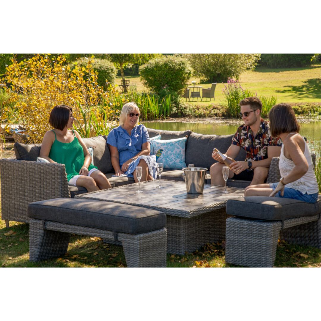 Palma 6 Seater Corner Outdoor Dining Set with Benches Dark