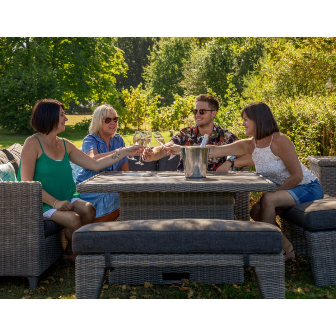 Palma 6 Seater Corner Outdoor Dining Set with Benches Dark
