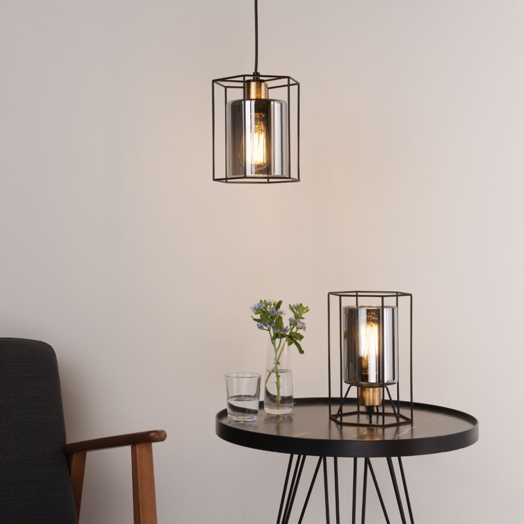 Sabrina Black and Smoked Glass Table Lamp