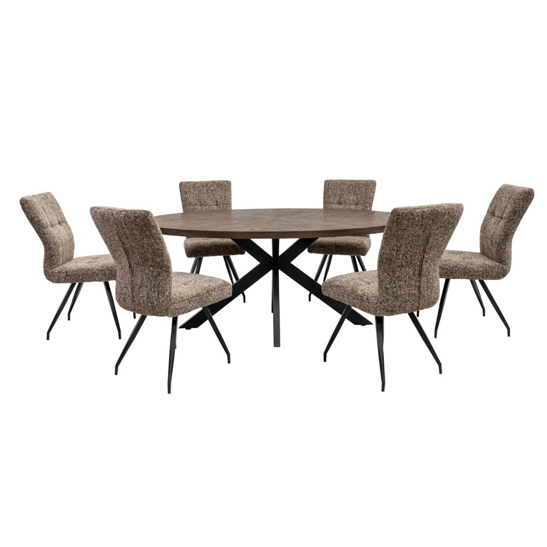 Orlando 1.8M Oval Dining Set with 6 Arabella Chairs