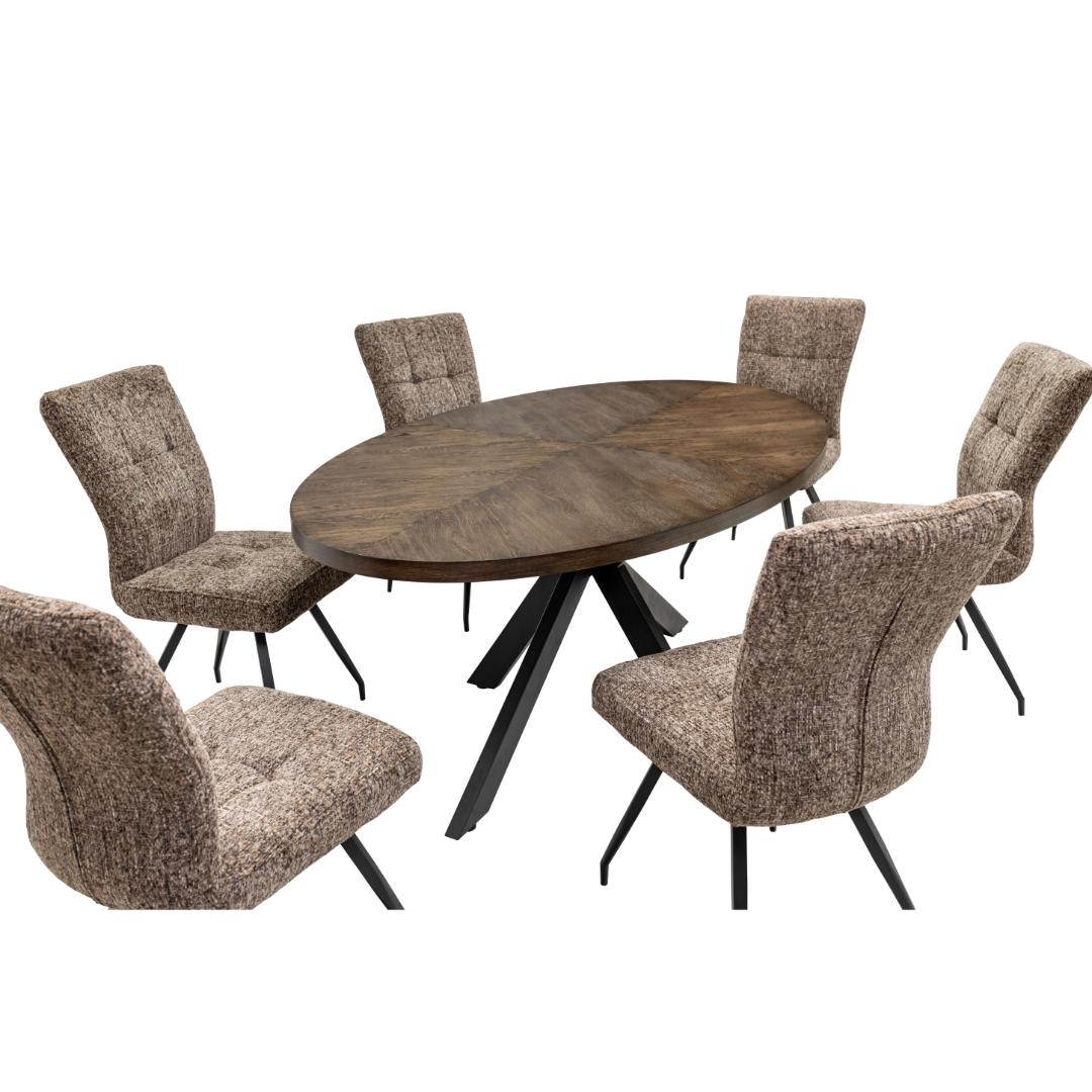 Orlando 1.8M Oval Dining Set with 6 Arabella Chairs