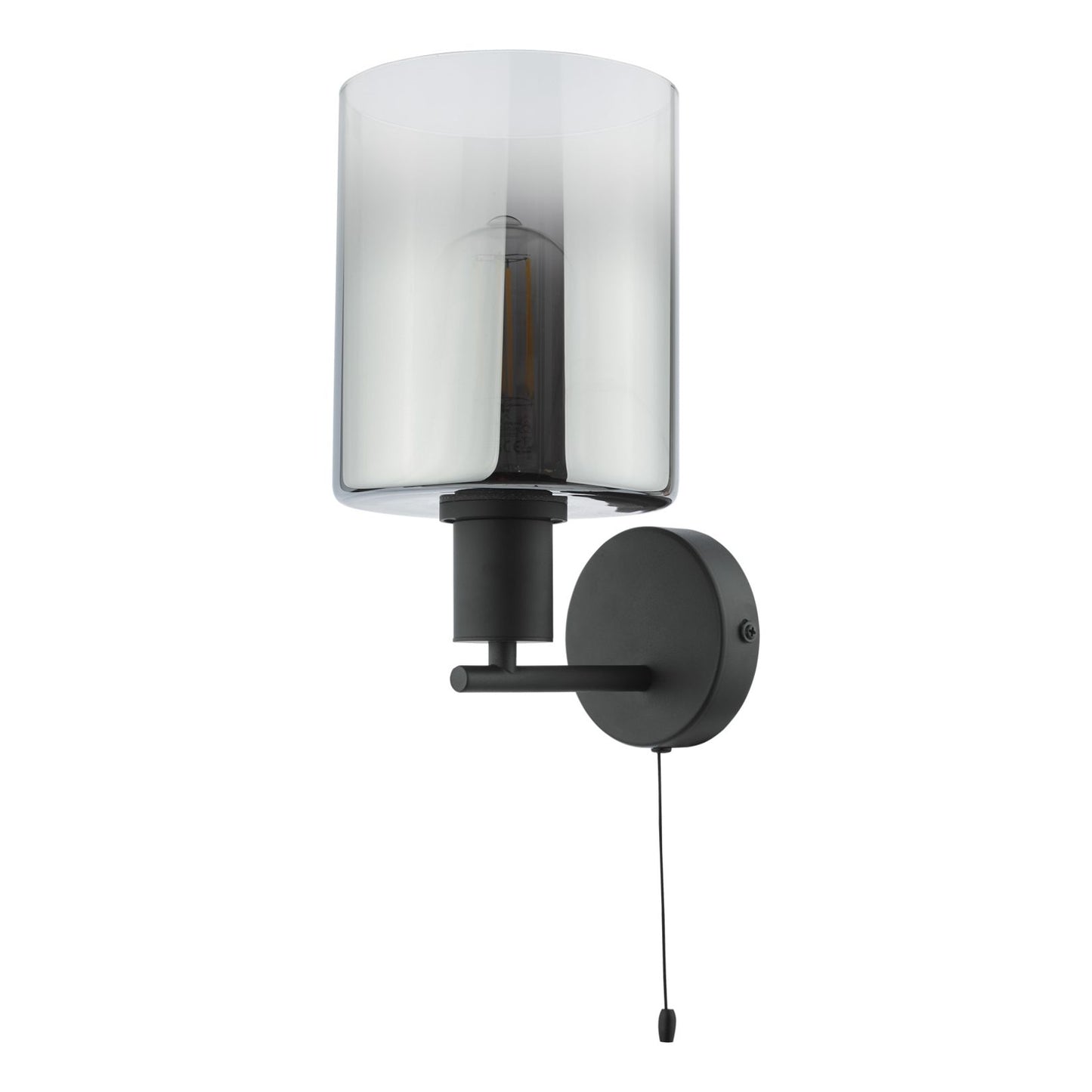 Marcel Matte Black & Smoked Glass Wall Light