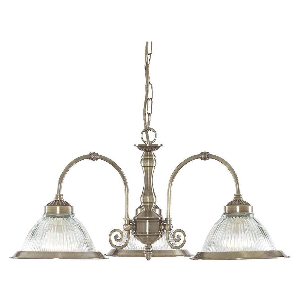 American Diner 3 Light Ceiling Light Antique Brass