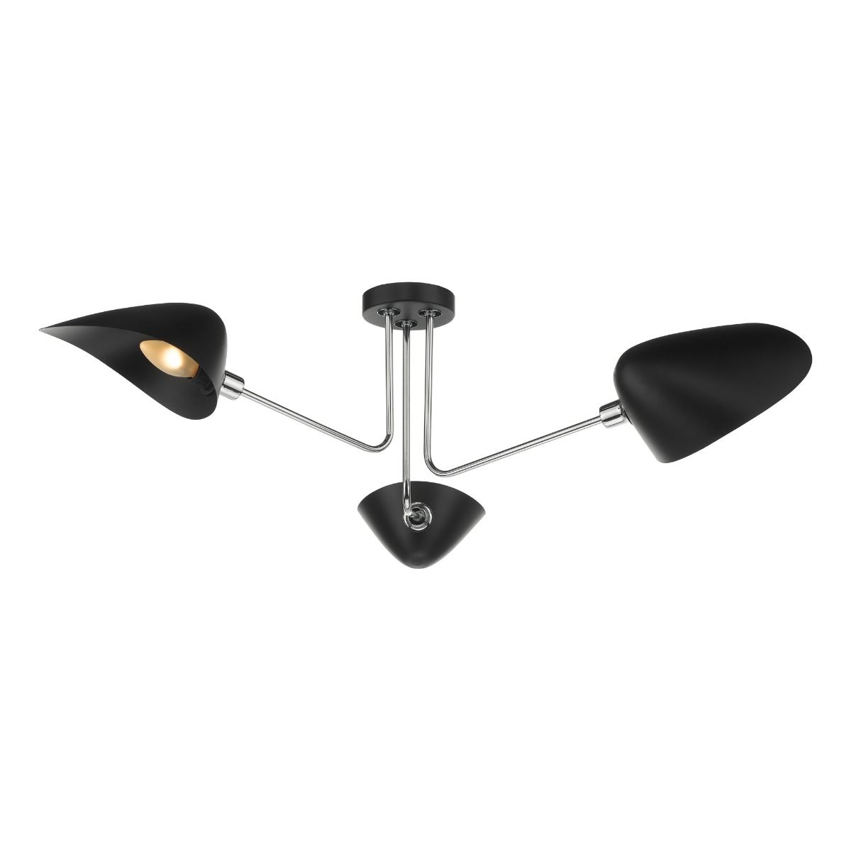 Sebastian 3 Light Semi Flush Black/Polished Chrome Ceiling Light