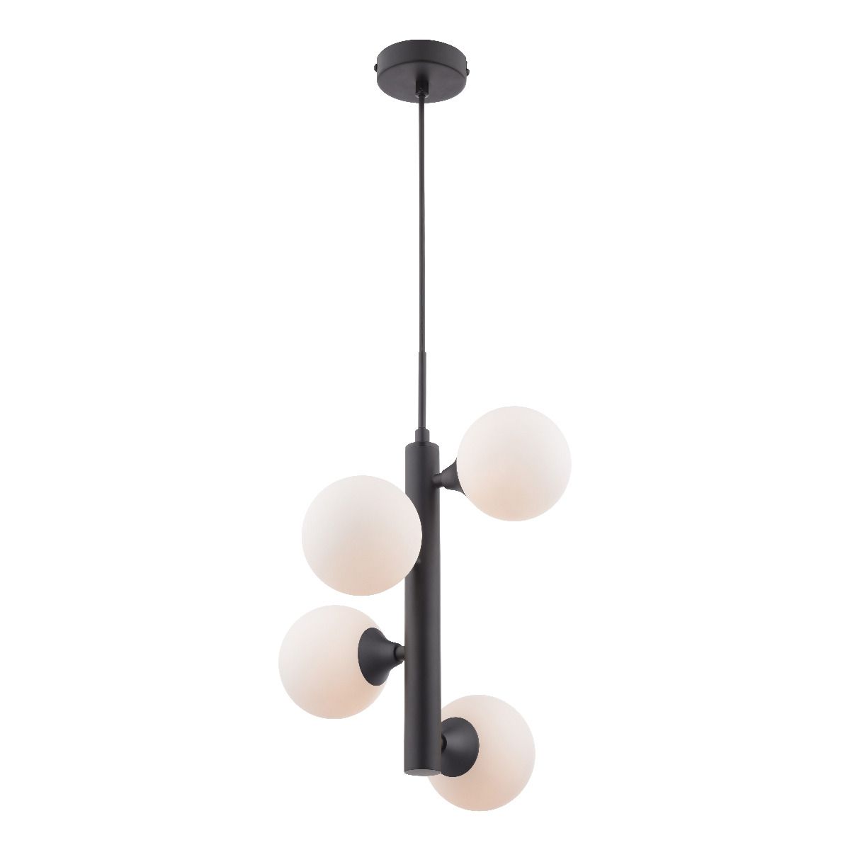 Shia Opal Glass and Matt Black 4 Light Pendant Light