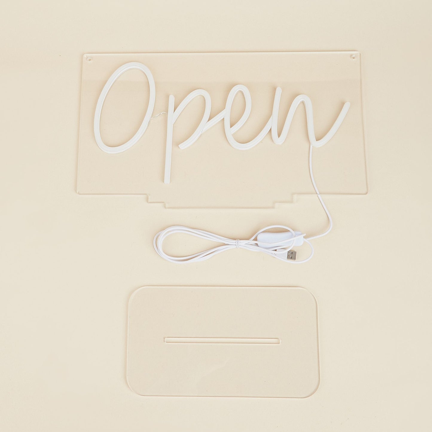 Open White LED Neon Sign
