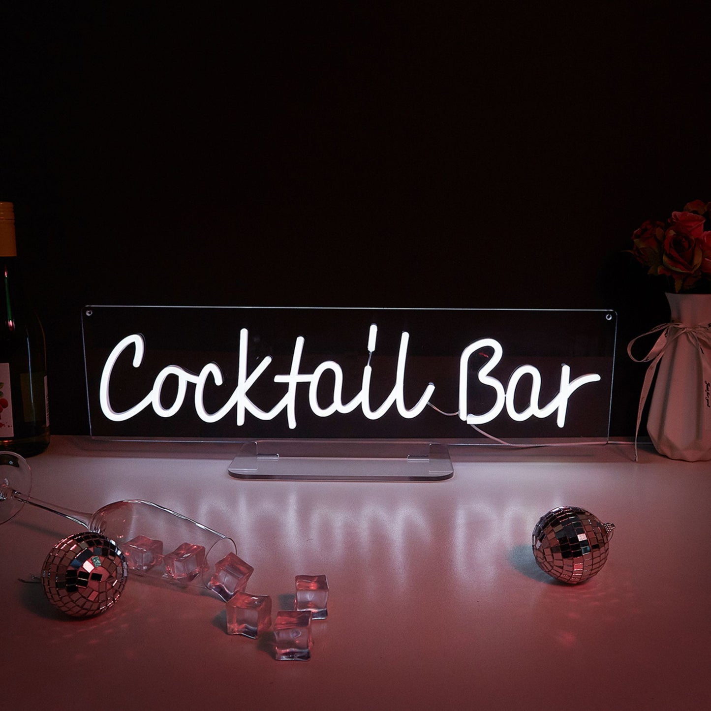 Cocktail Bar White LED Neon Sign
