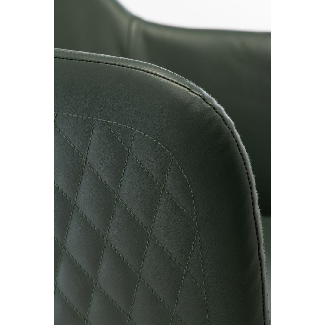 Sicily 1.8M White and Gold Table with 6 Green Chairs Dining Set