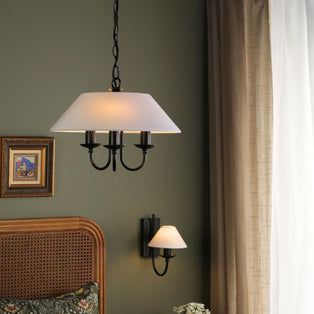 Sivan 3 Light Matte Black Ceiling Pendant with White Shade