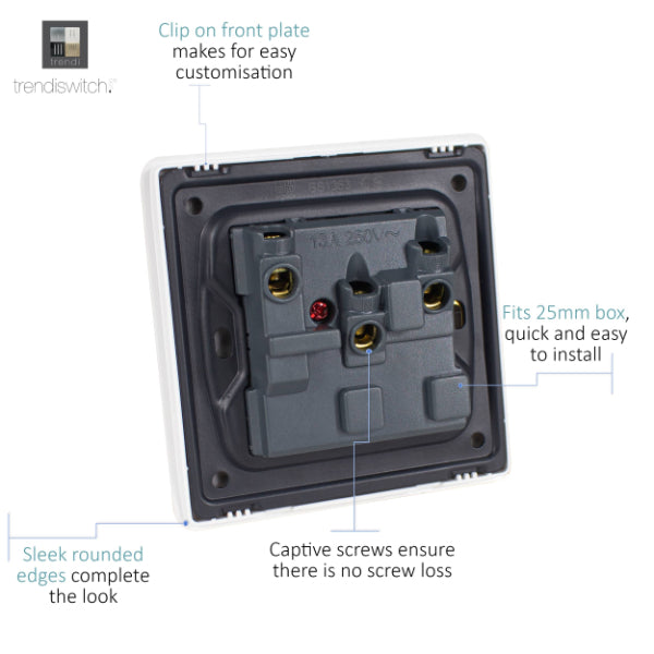 Trendi Switch 1 Gang Single Socket In Matt Black