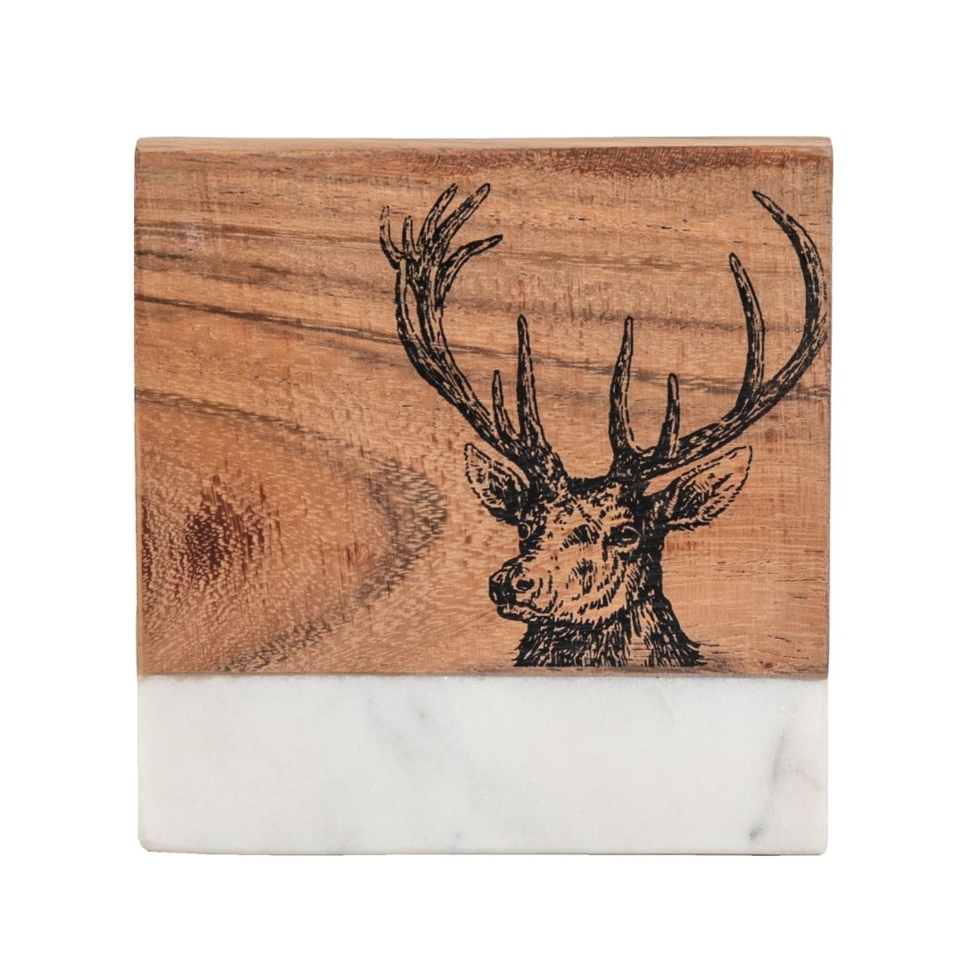 Stag White Marble Coasters Set of 4