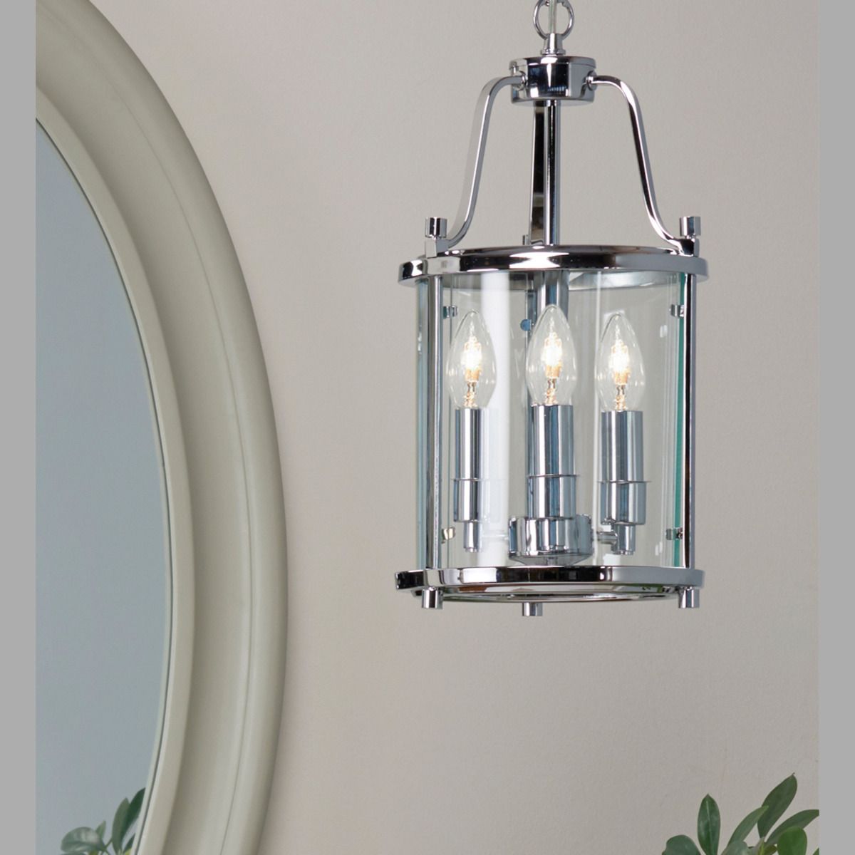 Syble 3 Light Chrome and Glass Pendant Ceiling Light