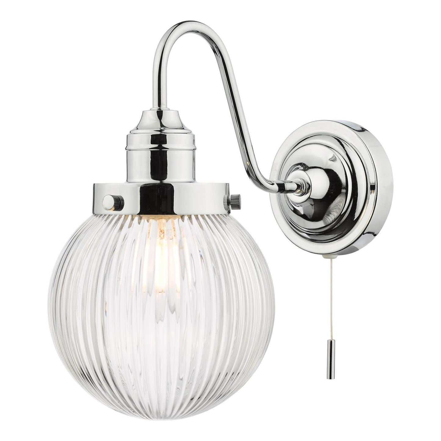 Tamara IP44 Ribbed Glass Polished Chrome Wall Light