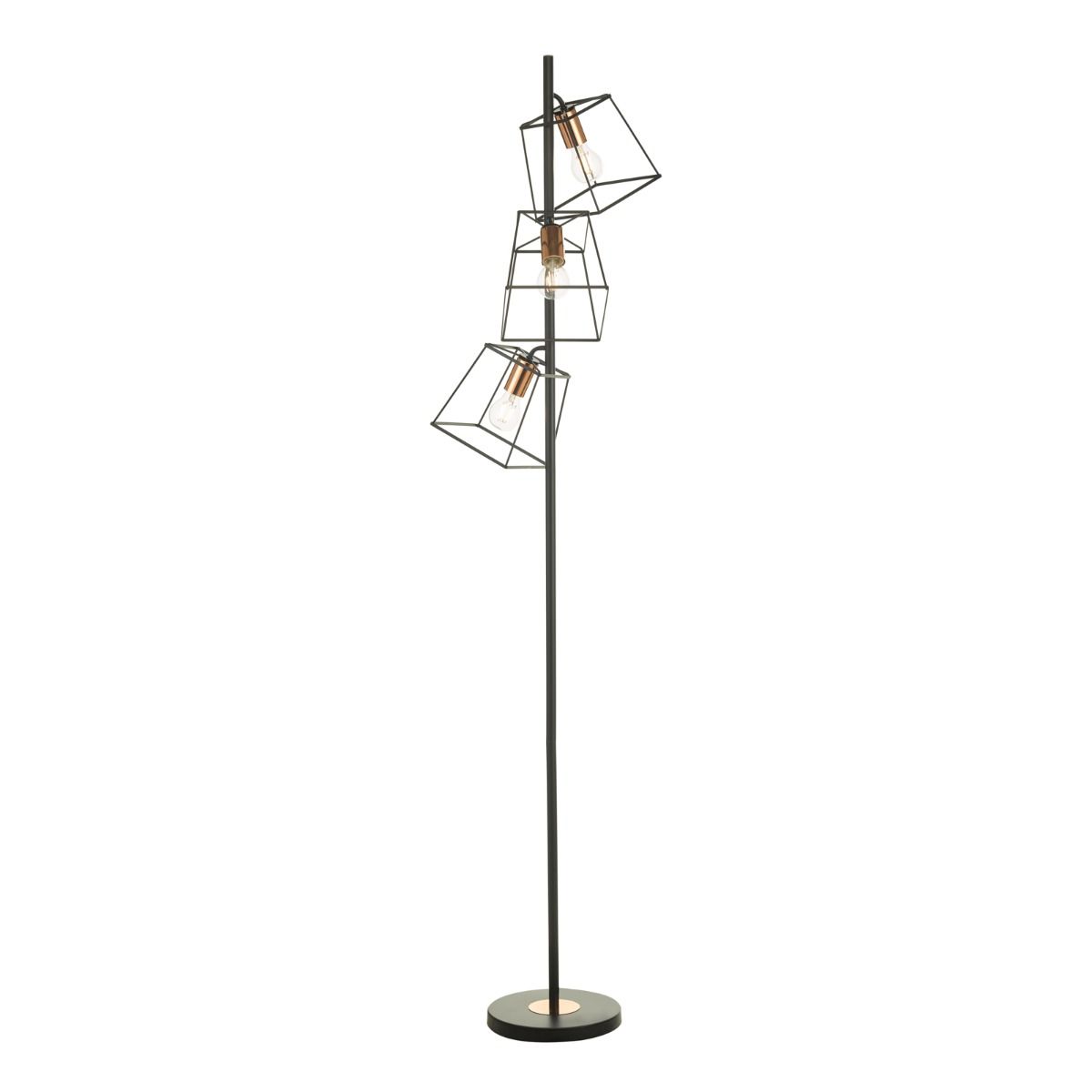 Tower 3 Light Black/Copper Floor Lamp