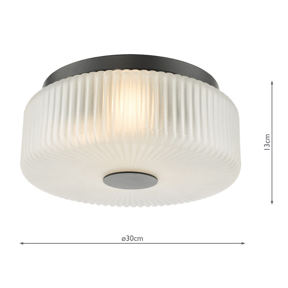 Twyman 3-Light Satin Black IP44 Flush Ceiling Light