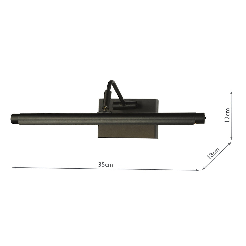 Tyrus Satin Black 35Cm LED Picture Light