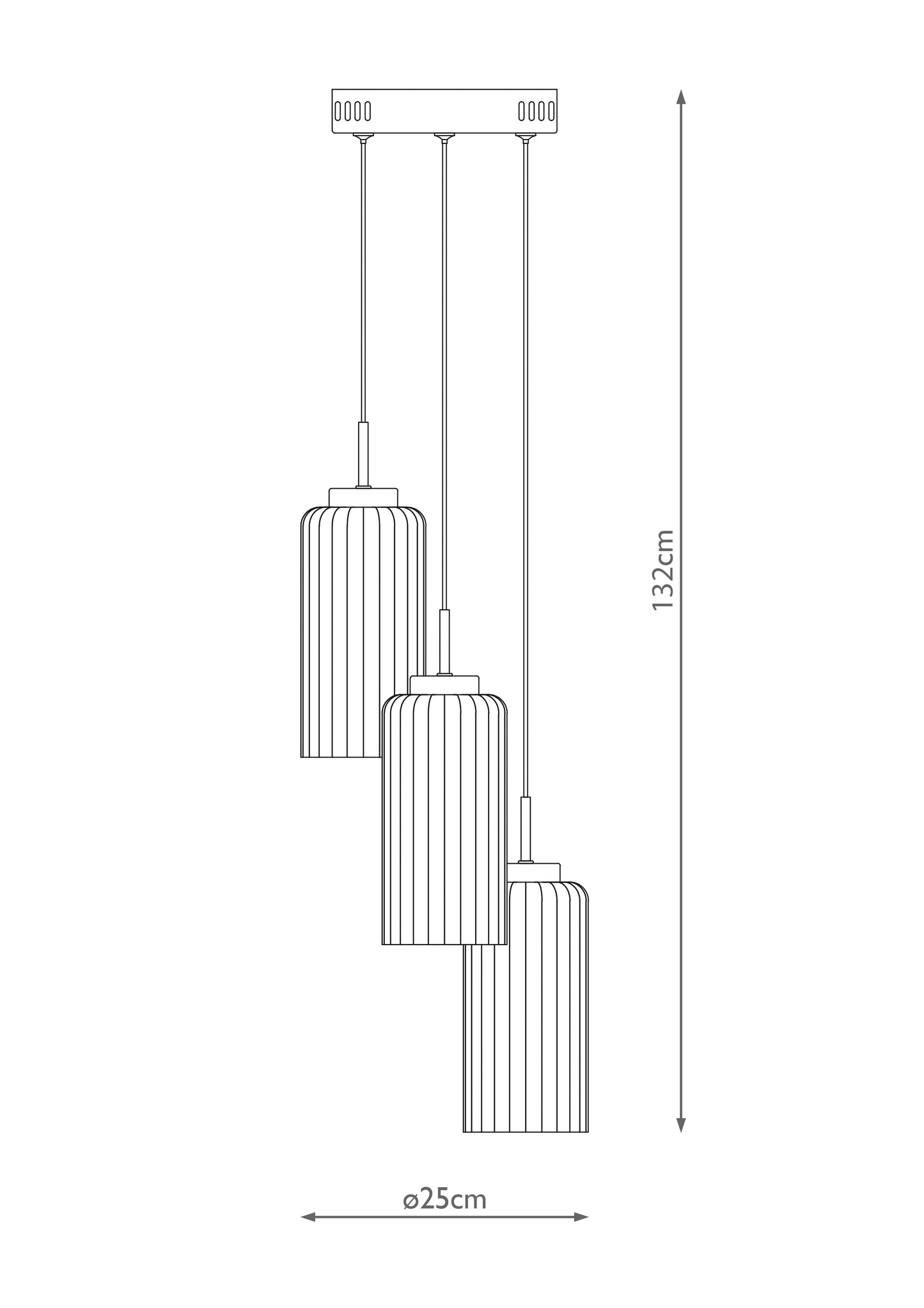 Vida 3-Light Satin Brass and Glass Cluster Pendant