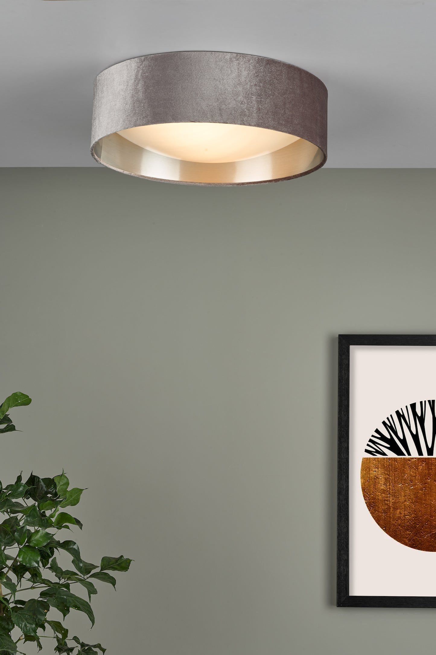 Viera Mink & Silver Flush Ceiling Light