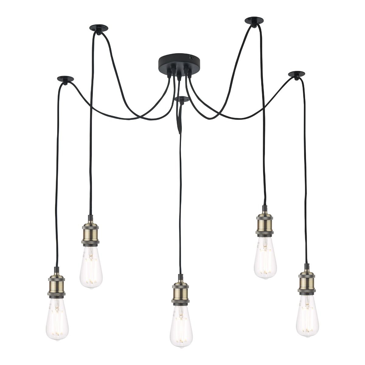 Waco 5 Light Antique Brass Pendant Ceiling Light