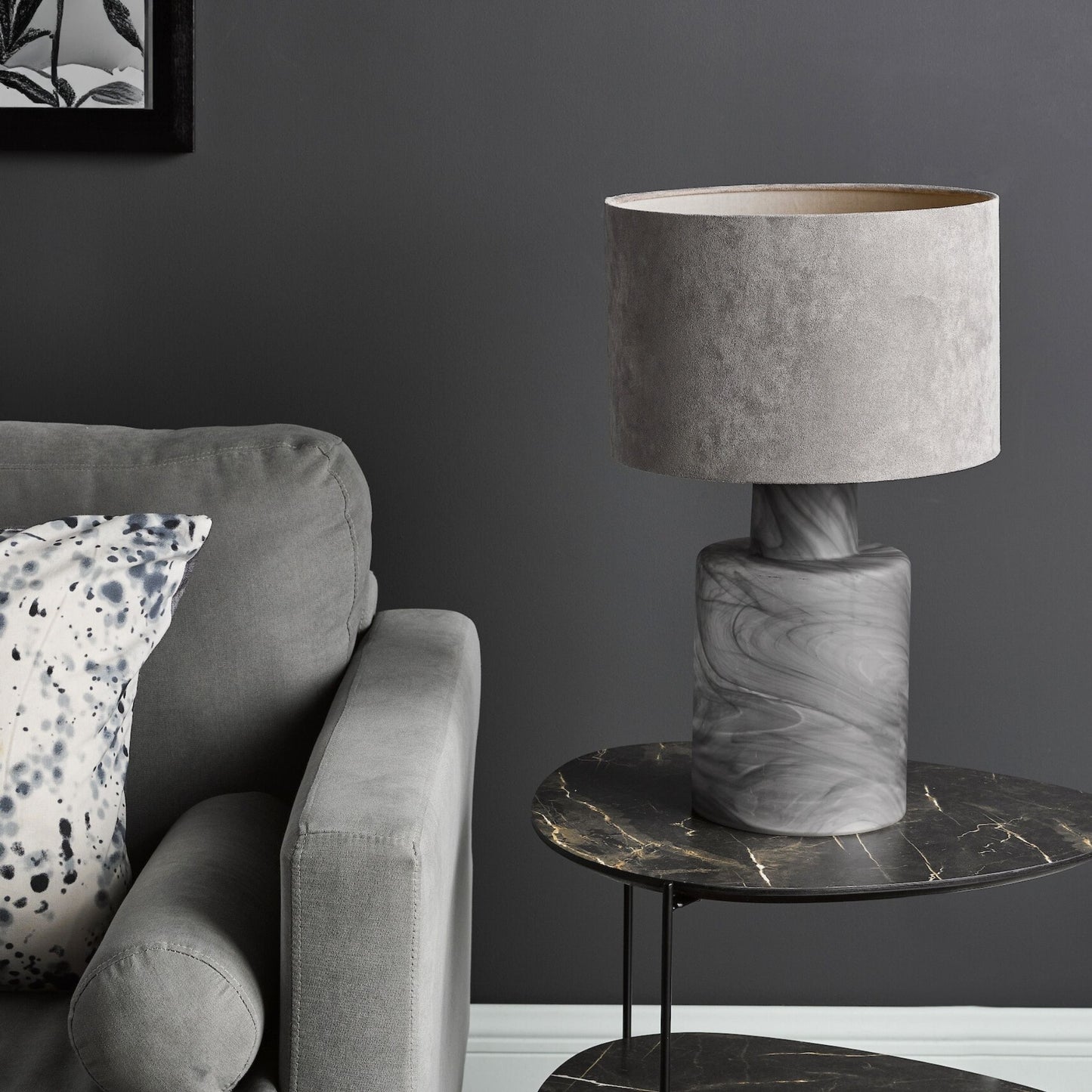 Wanda Grey & Smoked Glass Table Lamp