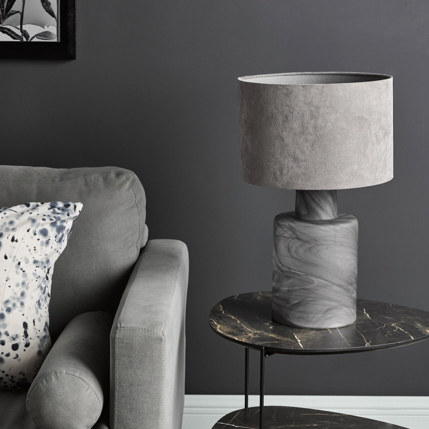 Wanda Grey & Smoked Glass Table Lamp