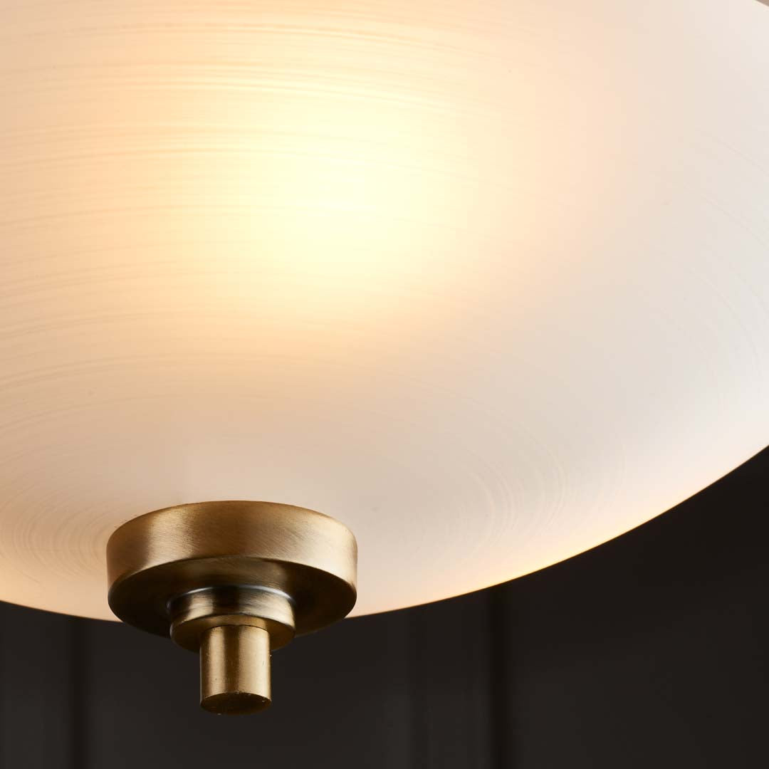 Welles Antique Brass and Glass Semi-Flush Ceiling Light