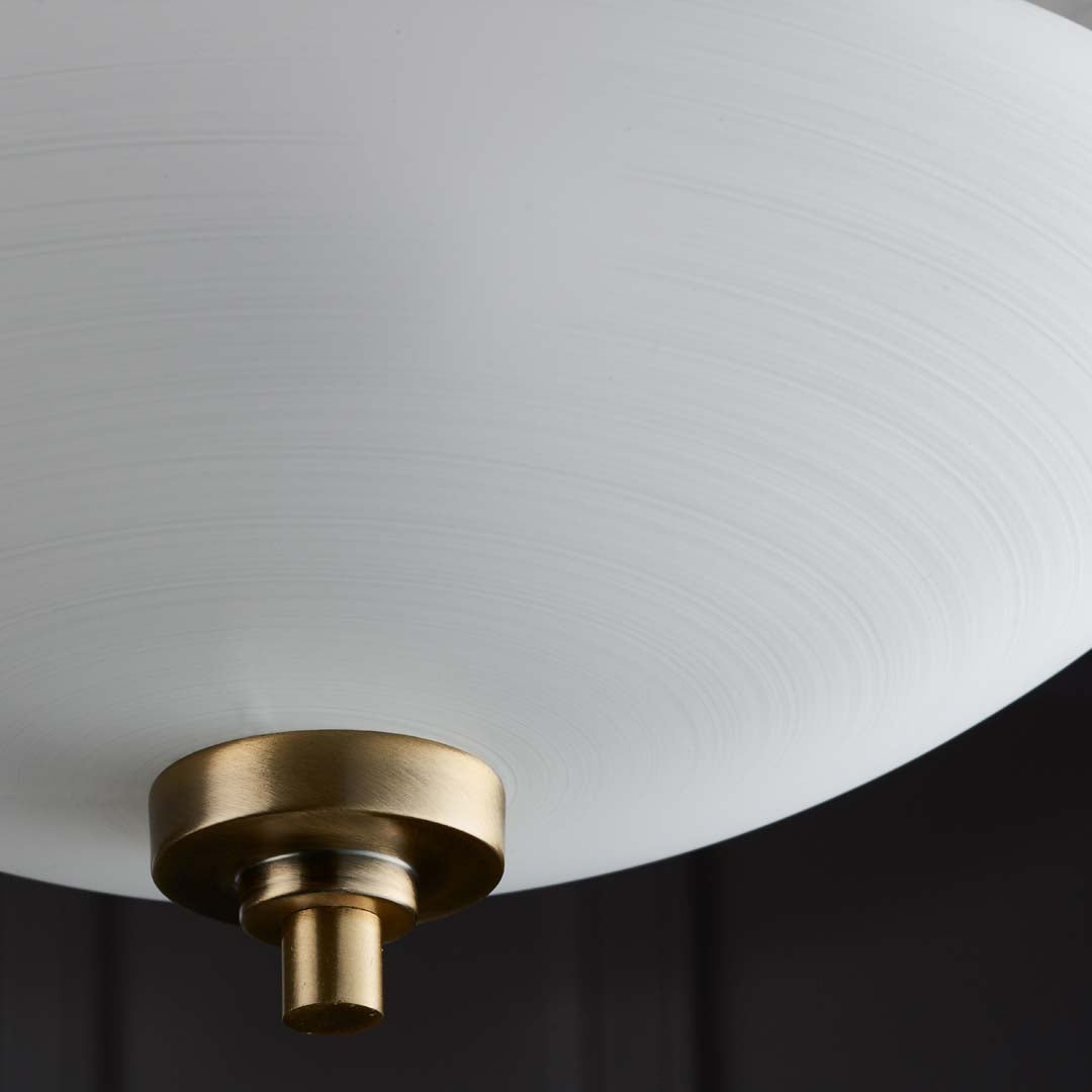 Welles Antique Brass and Glass Semi-Flush Ceiling Light