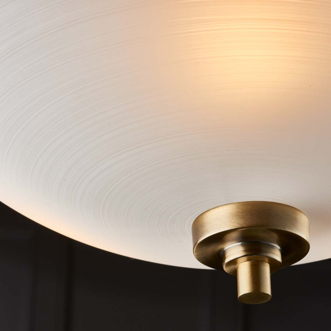Welles Antique Brass and Glass Semi-Flush Ceiling Light