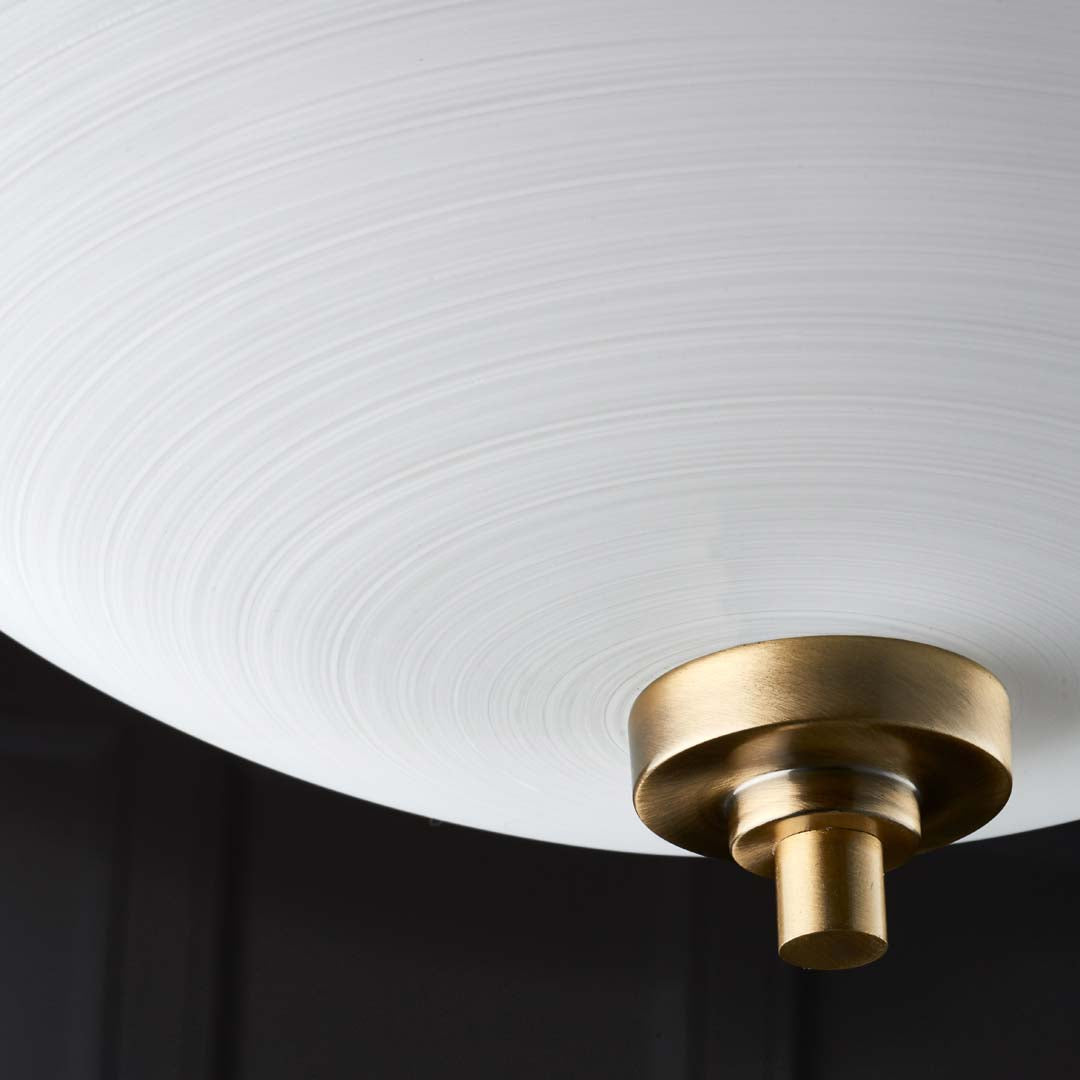 Welles Antique Brass and Glass Semi-Flush Ceiling Light