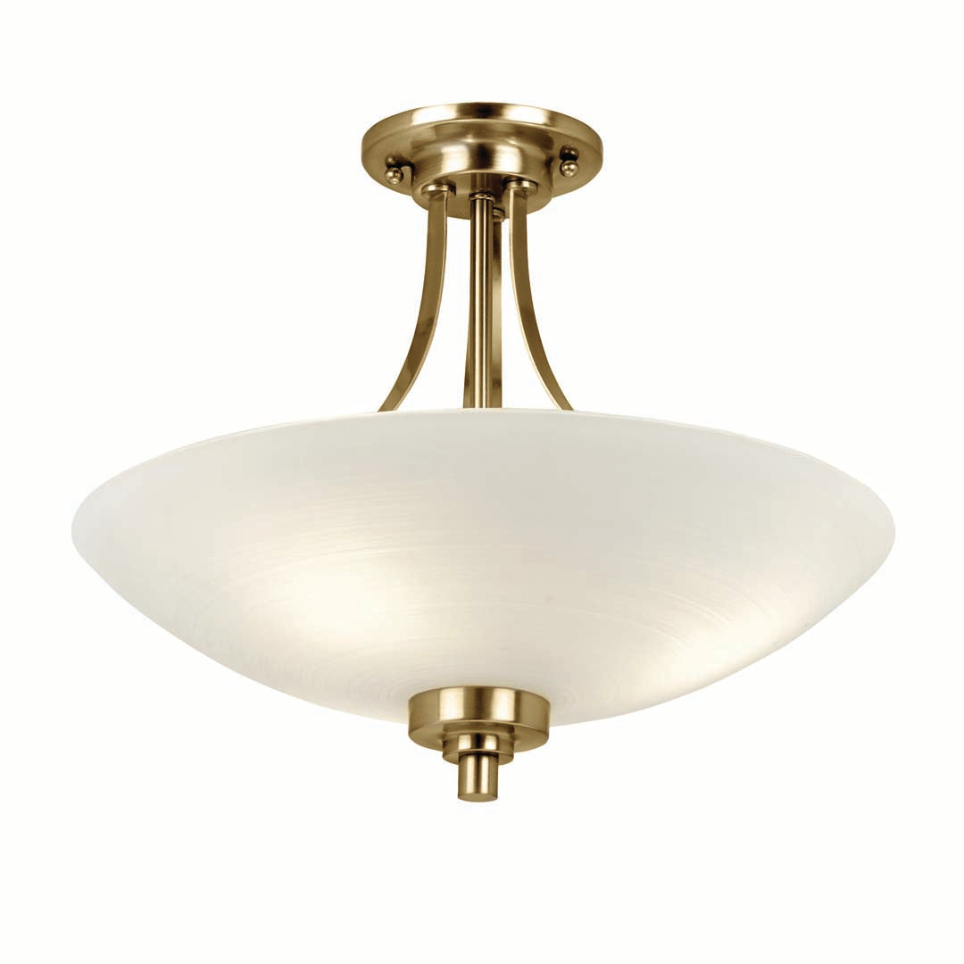 Welles Antique Brass and Glass Semi-Flush Ceiling Light