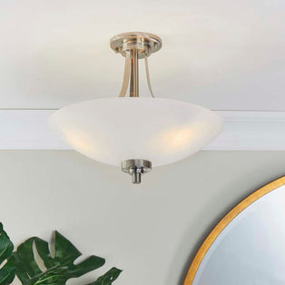 Welles Satin Chrome and Glass Semi-Flush Ceiling Light