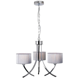 Justina 3 Light Polished Chrome Chandelier with Silver String Shade