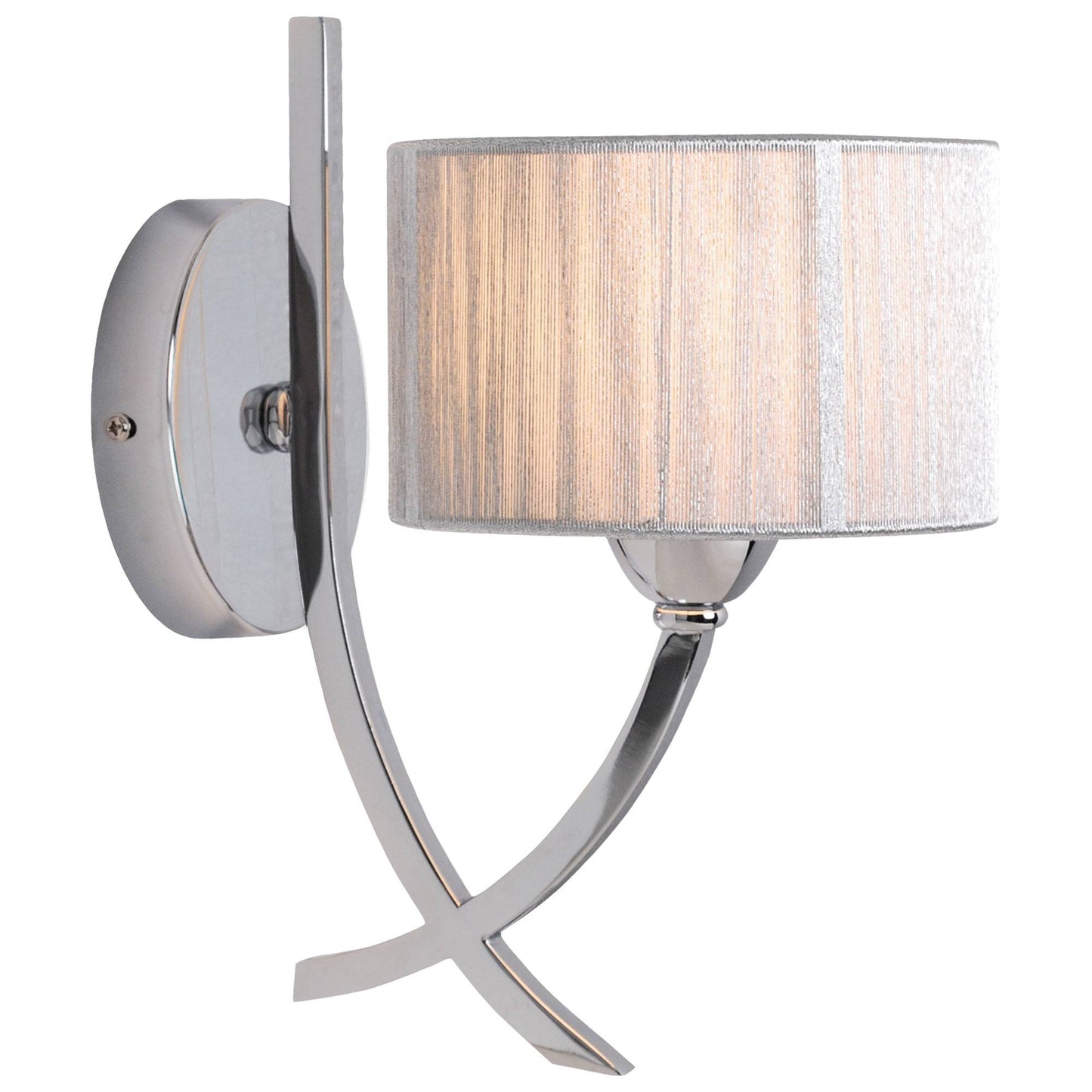 Justina Polished Chrome Wall Light with Silver String Shade